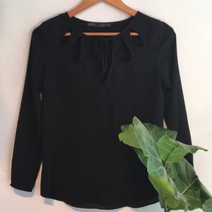 Zara Basic | Black Petal Cutout Blouse